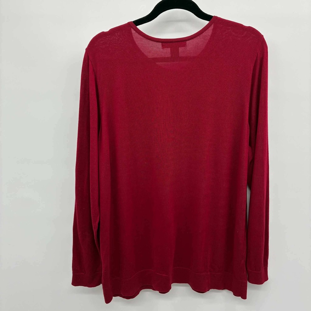 August Silk Cardigan Womens 2X Red Black Soutache Button Front Plus Size Sweater